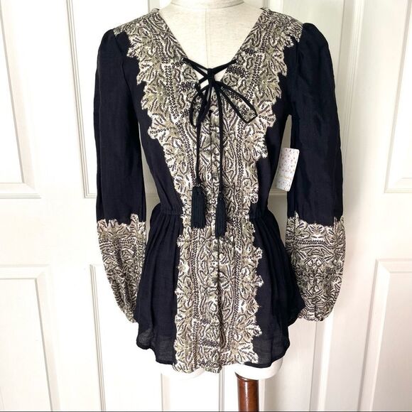 Free People Wildest Moment black tunic top - Picture 1 of 13